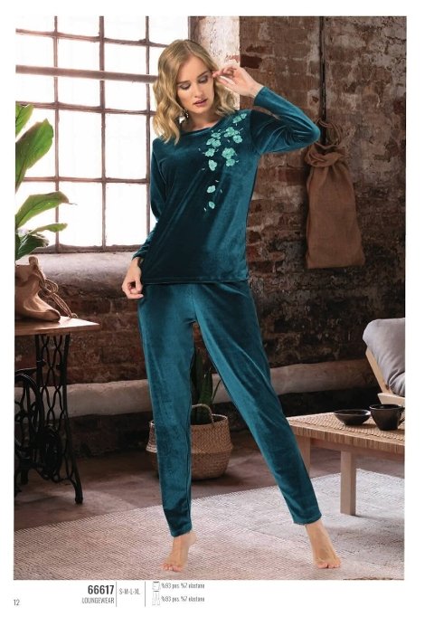 NBB Kadife Esnek Pijama Takımı NBB 66617