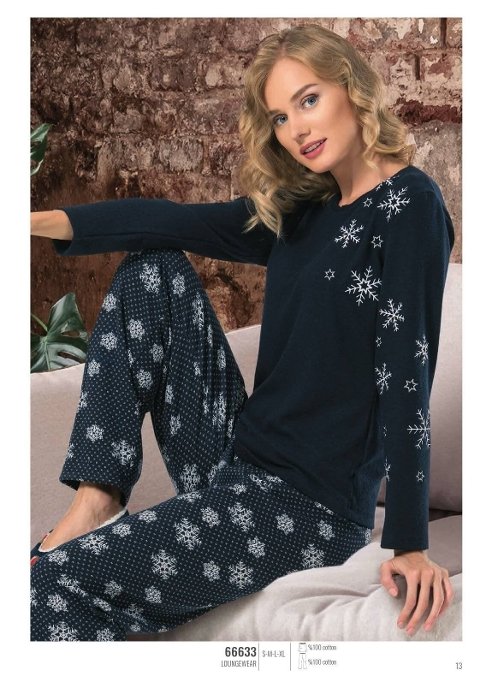 NBB Pamuklu Uzun Kol Pijama Takımı NBB 66633