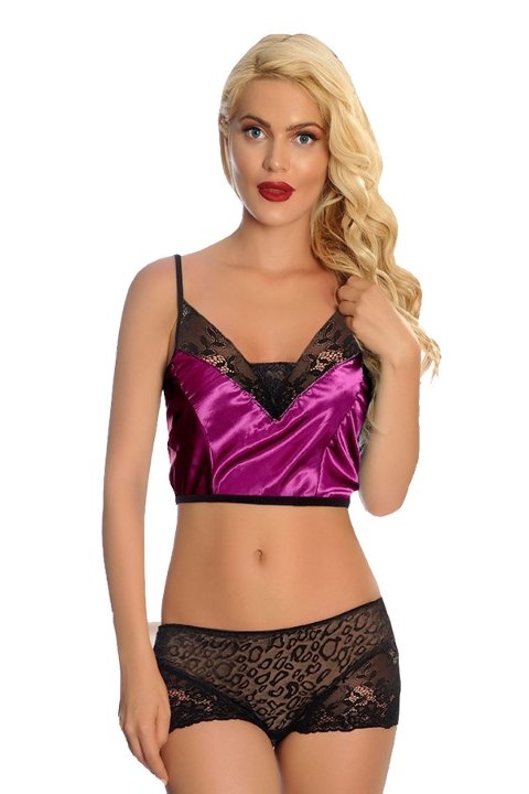 Saten Dantel Detaylı Fantazi Şort Takım Sistina 287