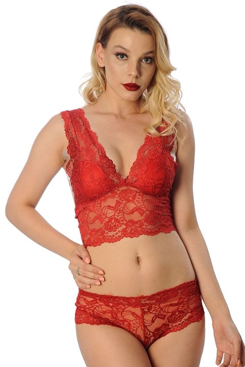 Dantel Detaylı Fantezi Büstiyer Takım Sistina 6255