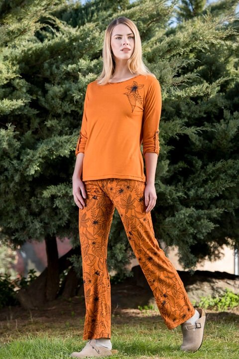 Yeni İnci Viskon Çiçek Desenli 2'li Kadın Pijama Takımı Yeni İnci 1572