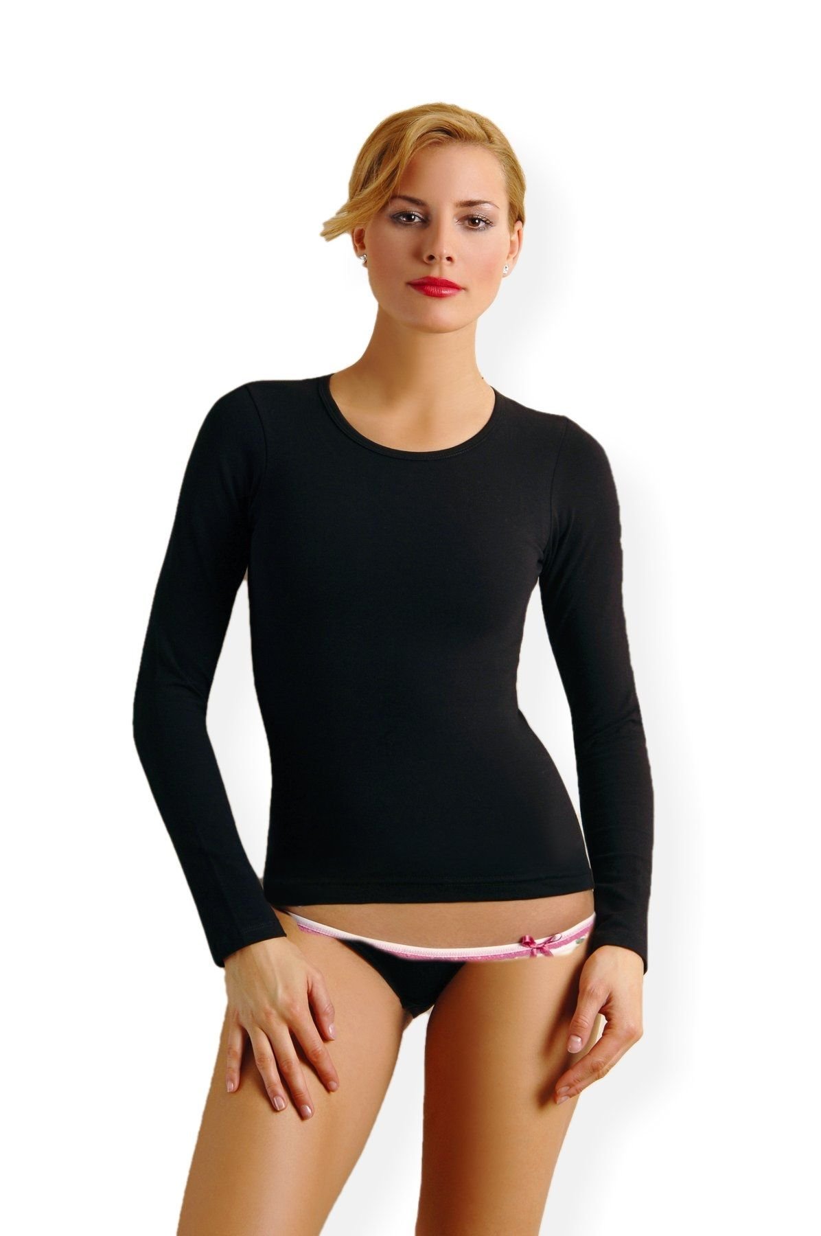 Esnek Tek Parça Uzun Kol Body Anıt 2142 - Siyah