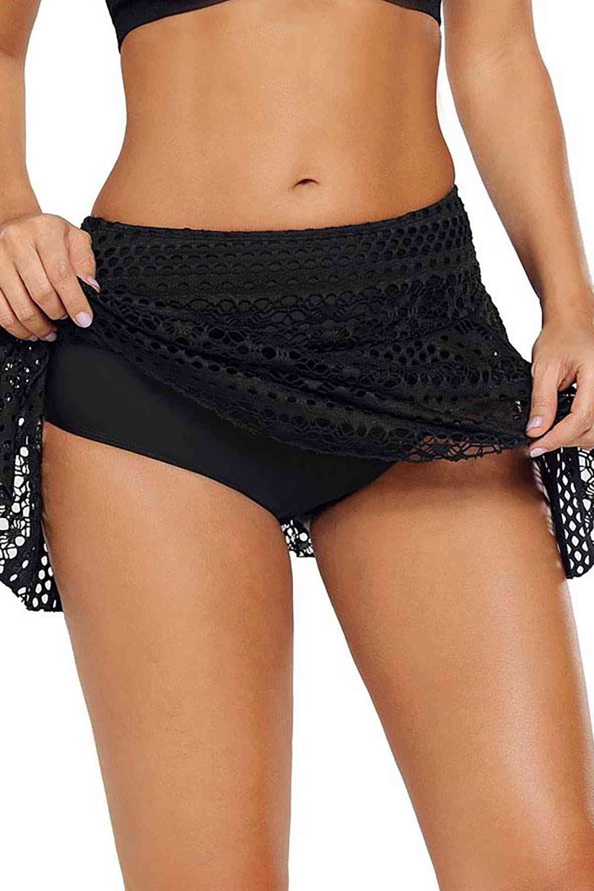Angelsin Dantel Etekli Bikini Alt - Siyah
