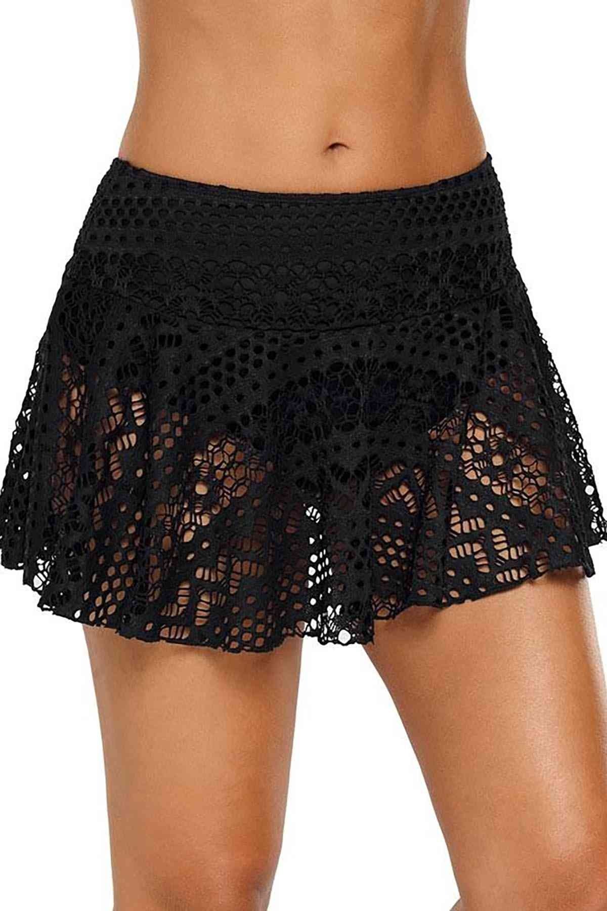 Angelsin Dantel Etekli Bikini Alt - Siyah