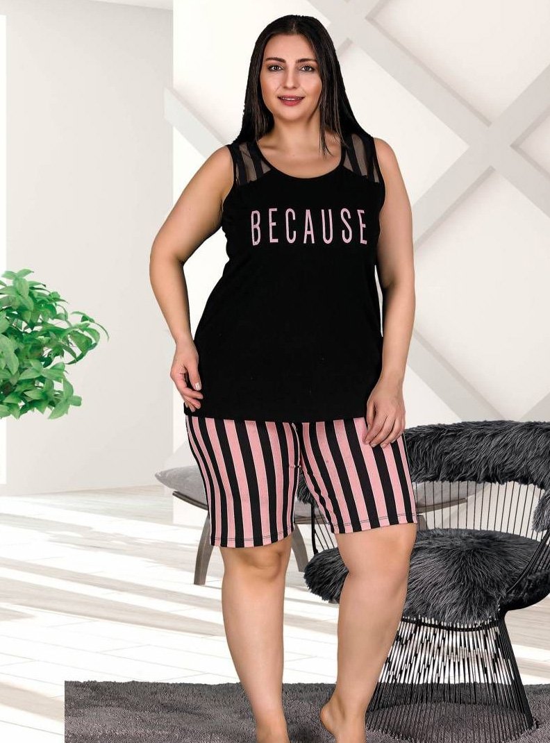 Viskon Elastan Şortlu Pijama Takım Lady 10304 - Görsel