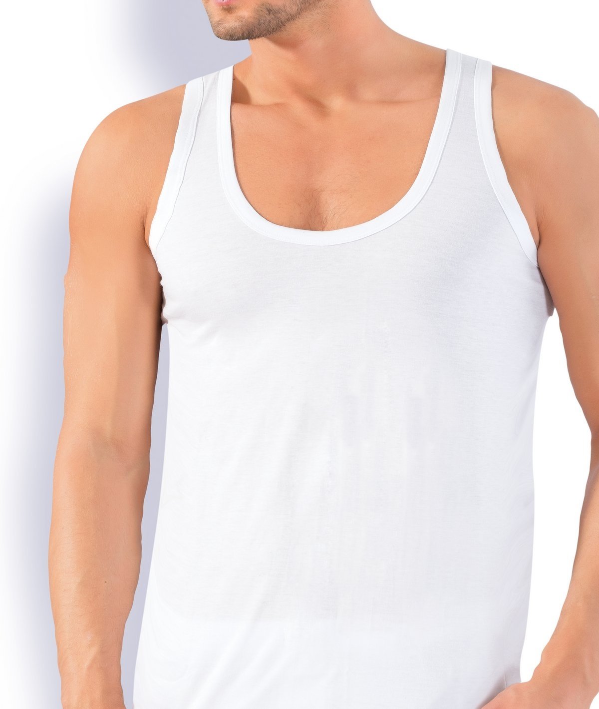 Ribana Kesim Pamuklu Erkek Atlet Lüx DRM 027 - Beyaz