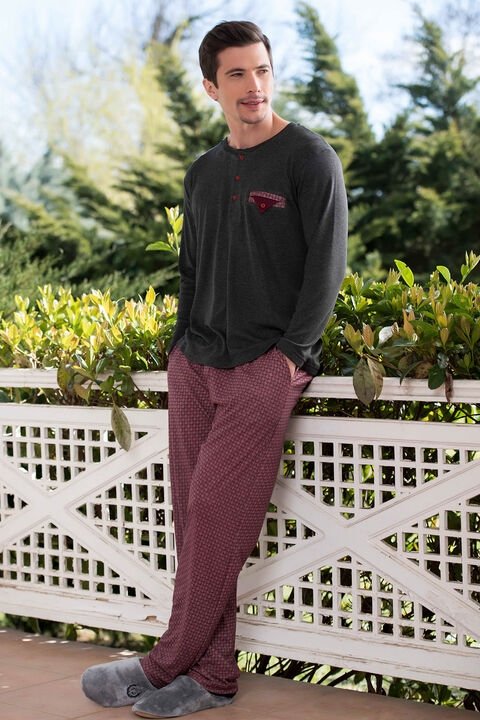 Yeni İnci Bisiklet Yaka Düğmeli Viskon Süprem Erkek Pijama Takımı Yeni İnci 734