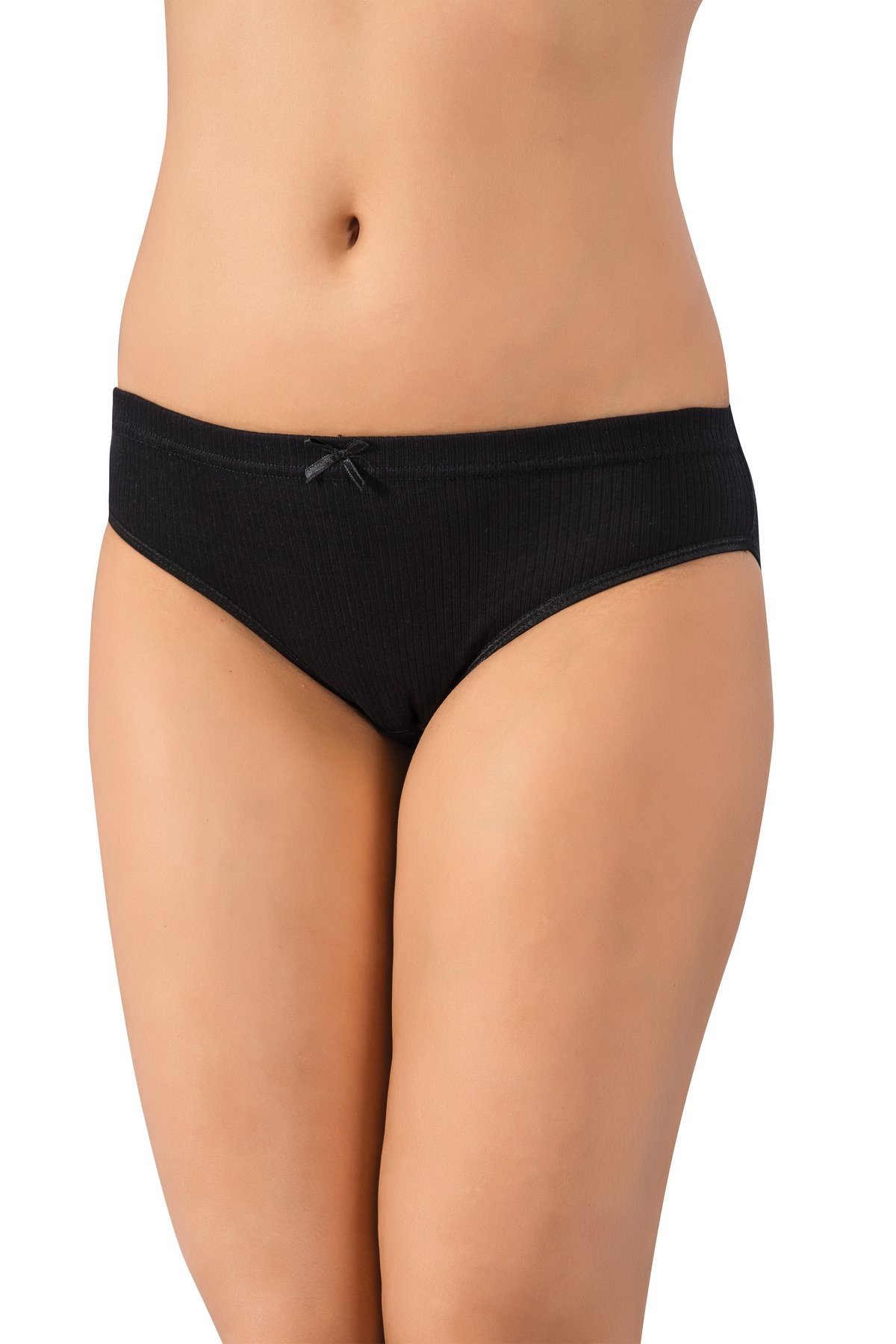 Pamuklu Yüksek Bel Bikini Külot Lüx DRM 036 - Siyah