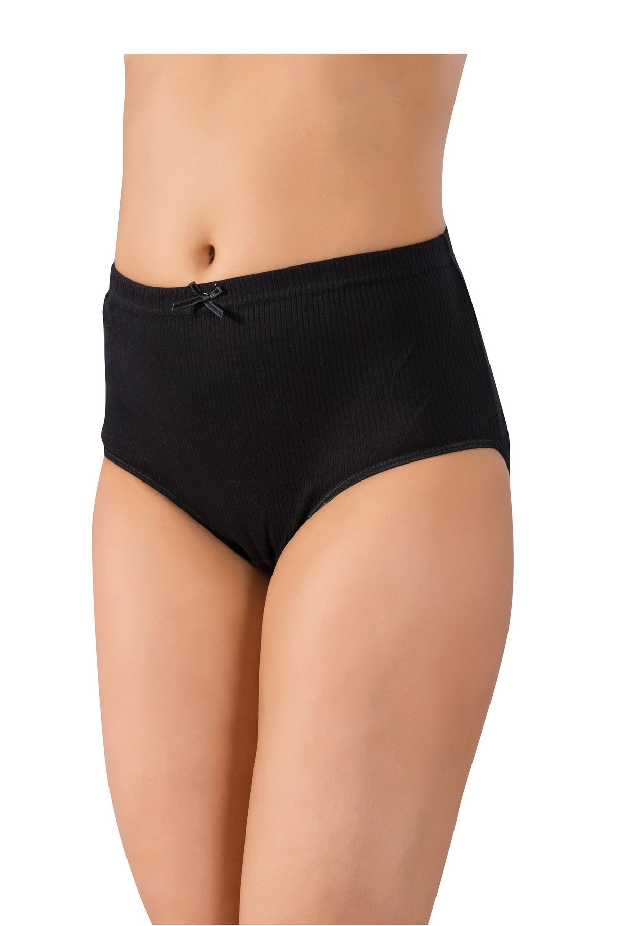 Yüksek Bel Dikişli Pamuklu Külot Lüx DRM 035 - Siyah