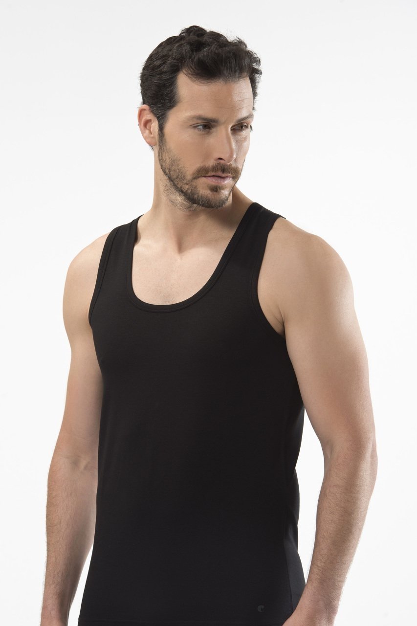 Pamuklu Ribana Askılı Atlet Cacharel 1401 - Siyah