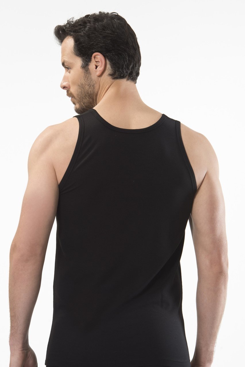 Pamuklu Ribana Askılı Erkek Atlet Cacharel 1301 - Siyah