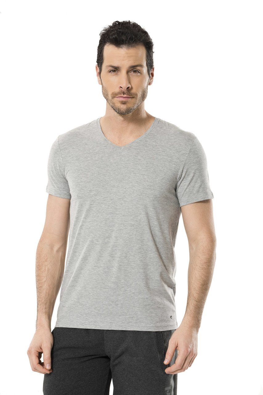 Likralı V Yaka Erkek Atlet Gri Cacharel 1332 - Gri