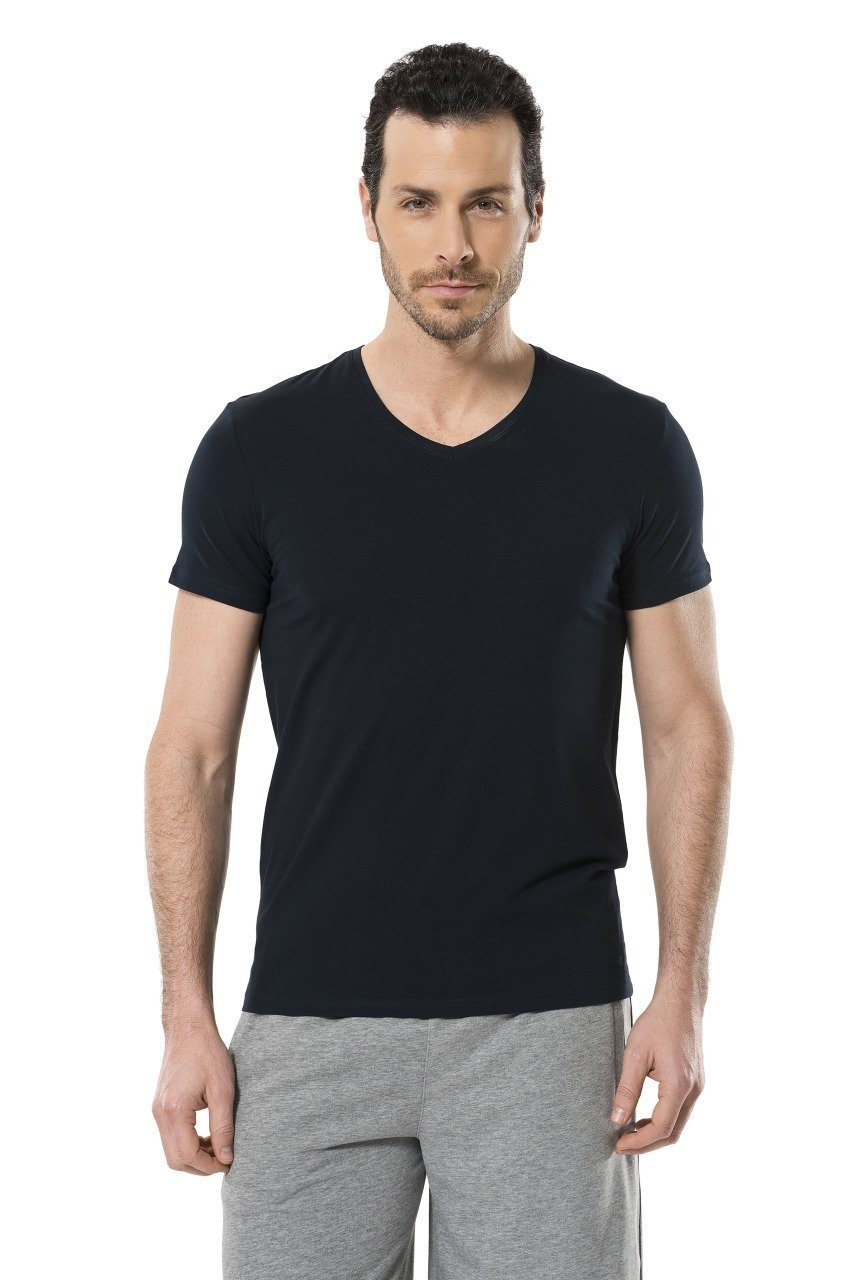 Lacivert Likralı V Yaka Erkek Atlet Cacharel 1332 - Lacivert