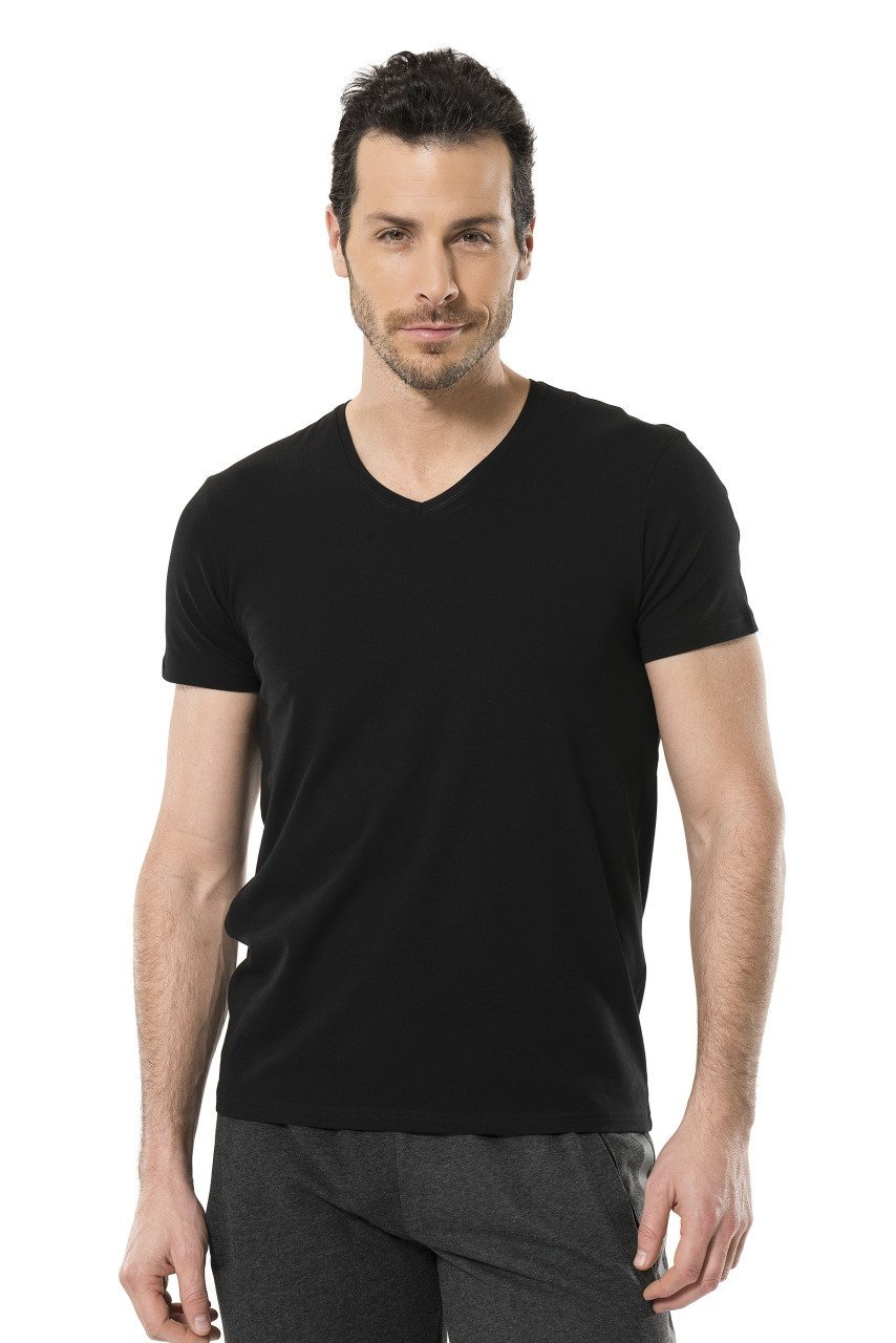 Likralı V Yaka Erkek Atlet Siyah Cacharel 1332 - Siyah