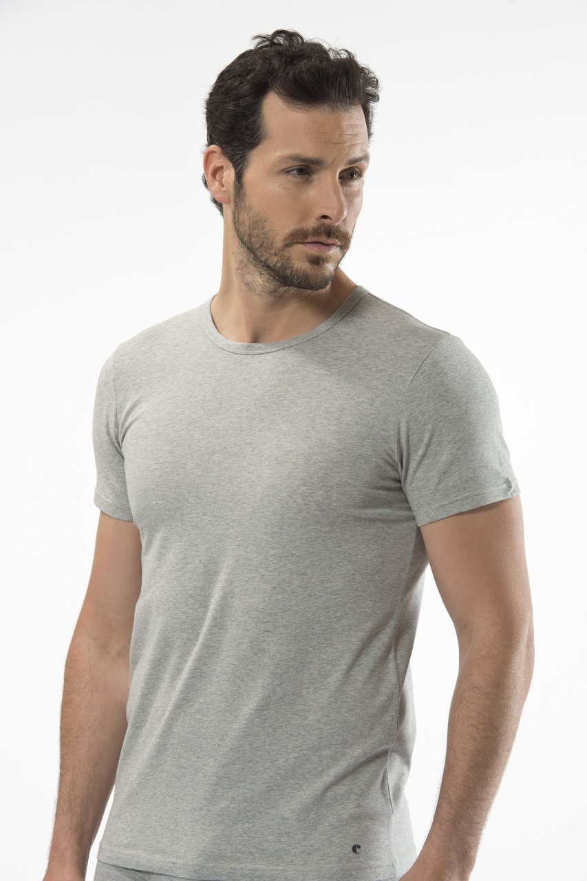 Pamuklu O Yaka Kısa Kollu Atlet Cacharel 1305 - Gri