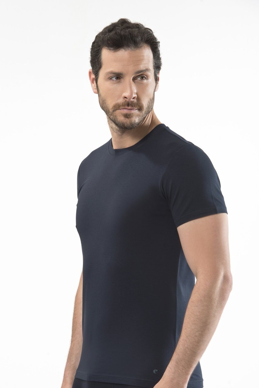 Pamuklu Ribana Kısa Kollu Atlet Cacharel 1307 - Lacivert