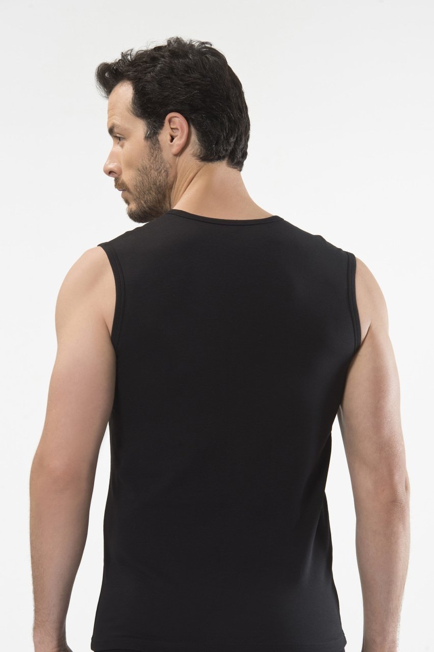 Pamuklu Elastan V Yaka Erkek Atlet Cacharel 1304 - Siyah