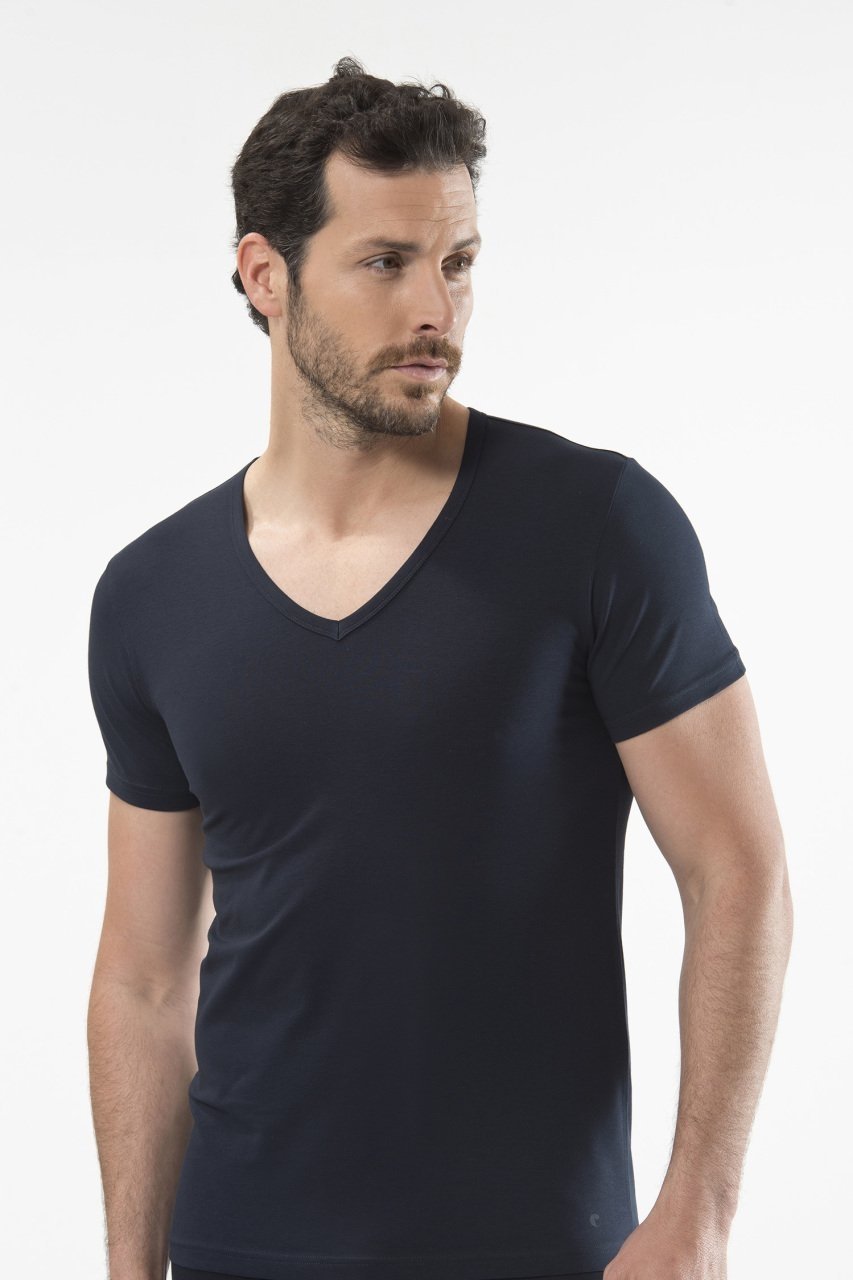 Pamuklu V Yaka Kısa Kollu Atlet Cacharel 1306 - Lacivert