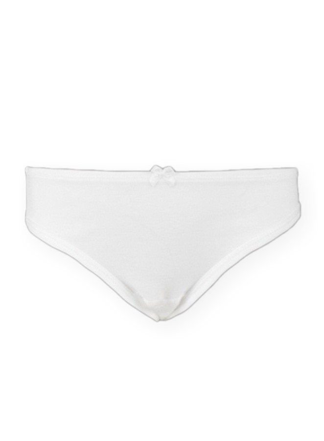 Esnek Bel Lastiği ve Tam Pamuklu Çocuk Bikini Çift Kaplan 400 - Beyaz