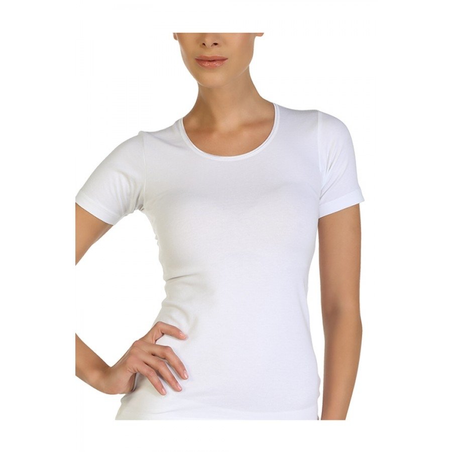 Pamuklu Elastan Kadın Atlet Çift Kaplan 747 - Beyaz