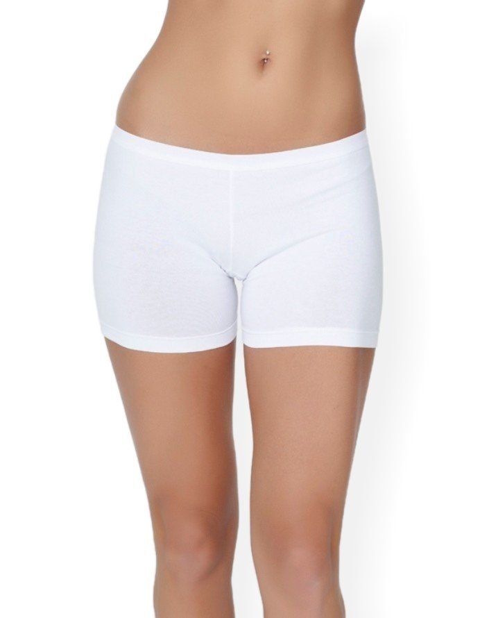 Pamuklu Elastan Kısa Şort Çift Kaplan 627 - Beyaz