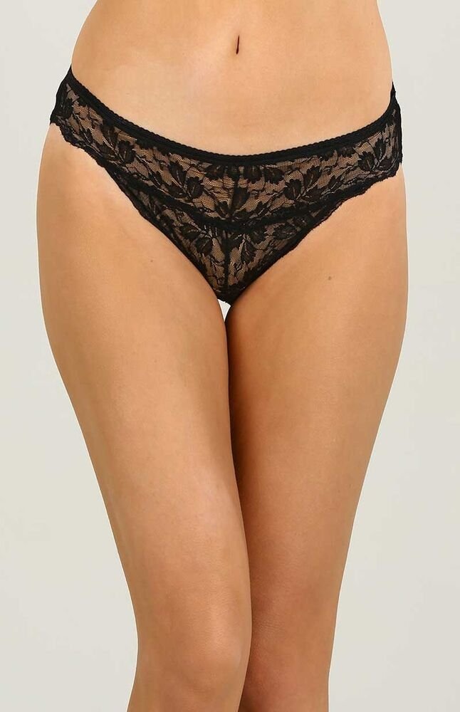 Minimal Dantel İp Detaylı String Külot İMER 4176 - Siyah