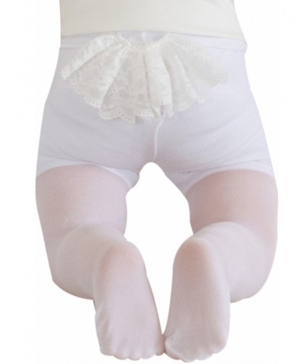 Beyaz Dantelli Bebek Külotlu Çorap Daymod 2145003 - Beyaz