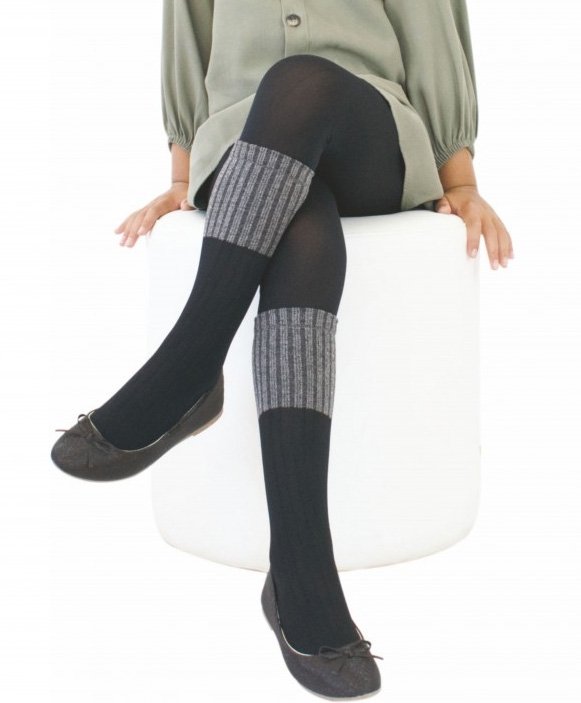 Yüksek Pamuklu Kaydırmaz Taban Çocuk Külotlu Çorap Daymod 2121031 - Siyah