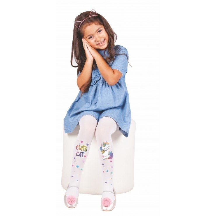 Yüksek Pamuk Oranı Kaydırmaz Taban Çocuk Külotlu Çorap Daymod 2125104 - Beyaz