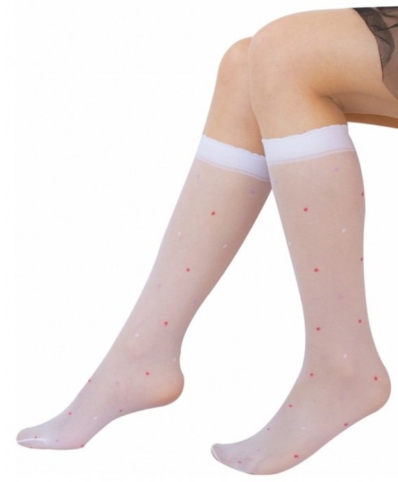 Pamuklu Kaydırmaz Dizaltı Çorap Daymod 2222012 - Beyaz