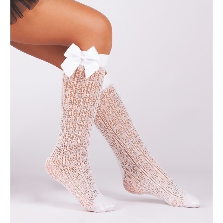 Pamuklu Kaydırmaz Diz Altı Çorap Daymod 2222008 - Beyaz