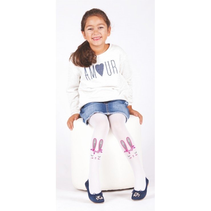 Pamuklu Kaydırmaz Taban Çocuk Külotlu Çorap Daymod 2125115 - Beyaz