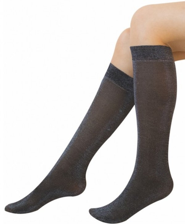Yüksek Pamuklu Kaydırmaz Dizaltı Çorap Daymod 2227001 - Siyah-Gümüş