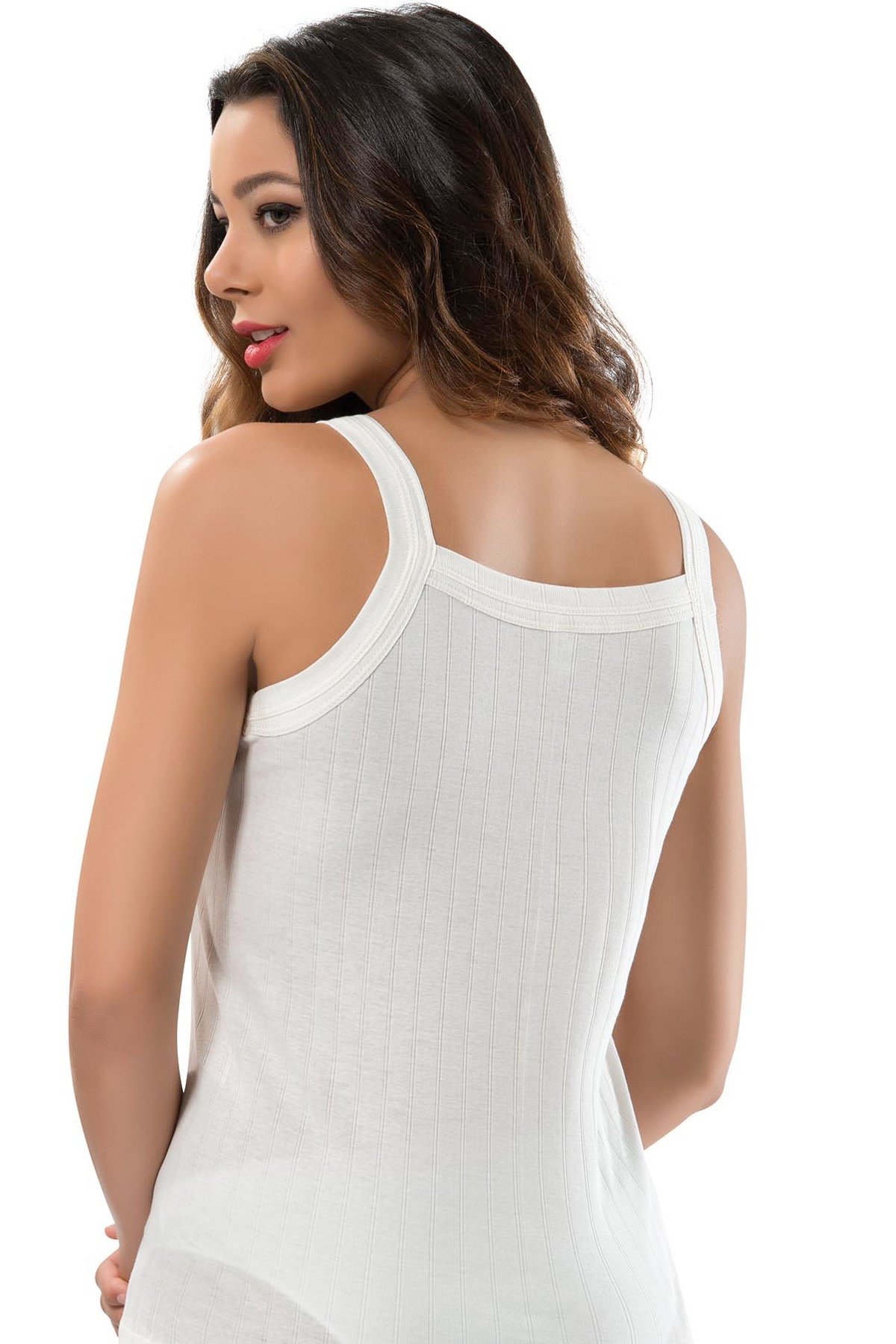 Geniş Askılı Pamuklu Kadın Atlet Erdem 2203 - Beyaz