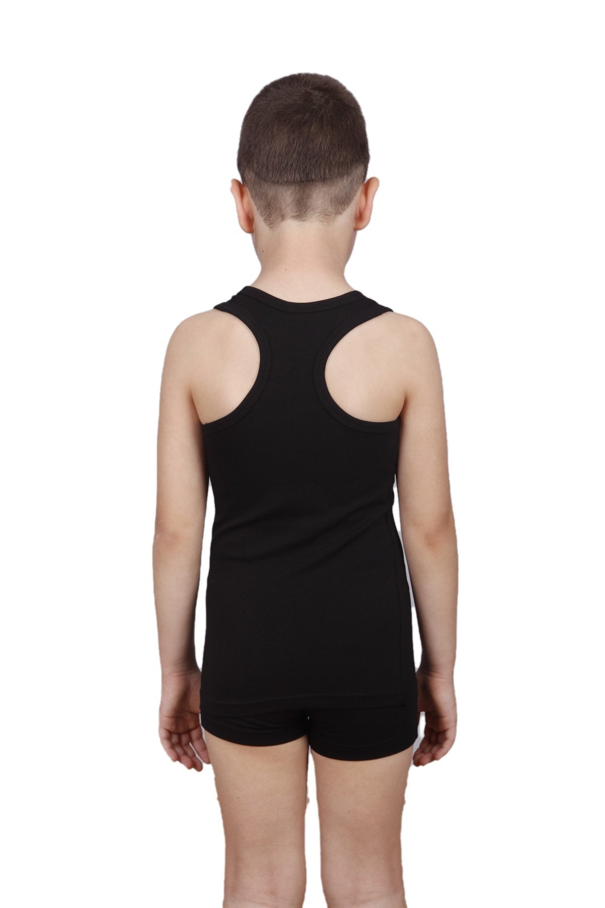 Pamuklu Likra Kesim Erkek Çocuk Atlet Dono 3220 - Siyah