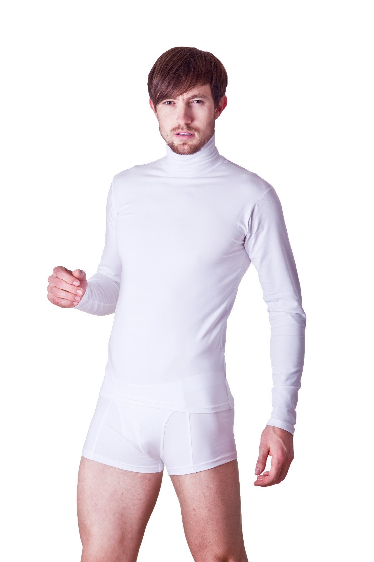 Pamuklu Likra Fırçalı Termal Uzun Kol T-Shirt Dono 1251 - Beyaz