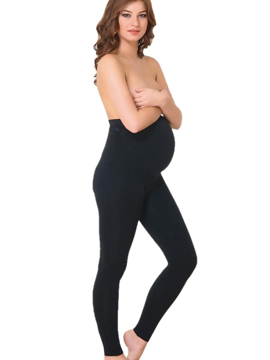 Geniş Karın Paneli Dikişsiz Hamile Tayt Emay 5400 - Siyah