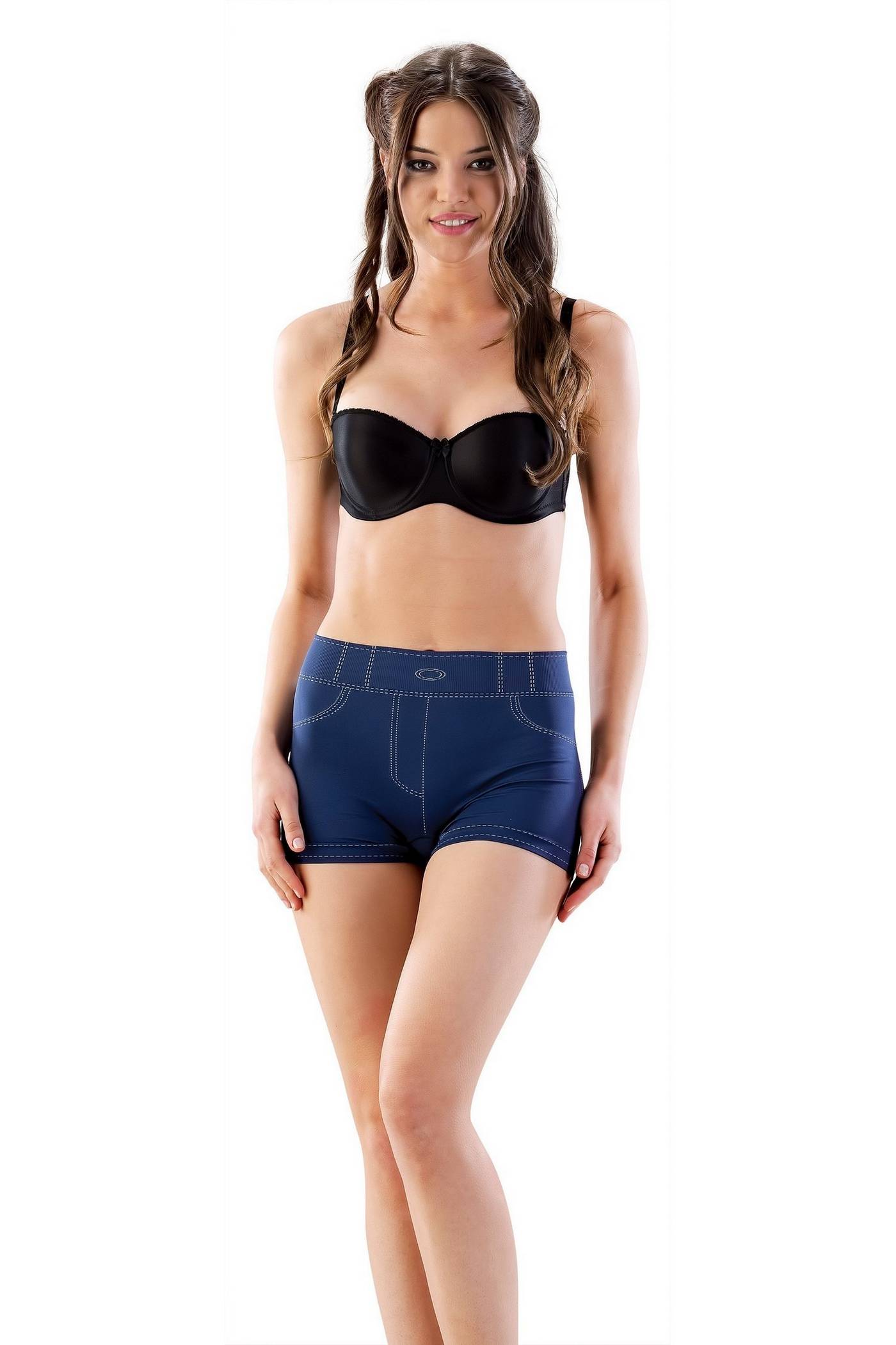 Dikişsiz Yüksek Bel Kadın Boxer Şort Emay 3802 - Mavi