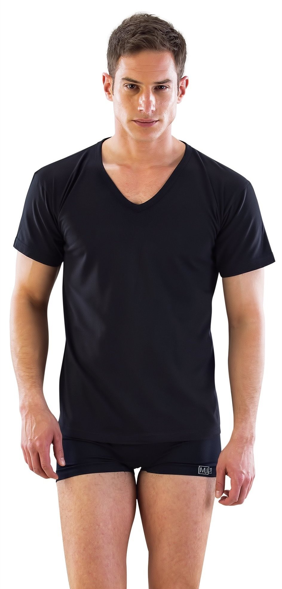 Pamuklu Ribana V Yaka Kısa Kol Atlet Emay 12240 - Siyah