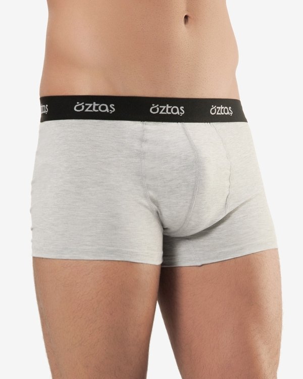 Pamuklu Elastan Esnek Bel Boxer Öztaş 1716 - Gri Melanj