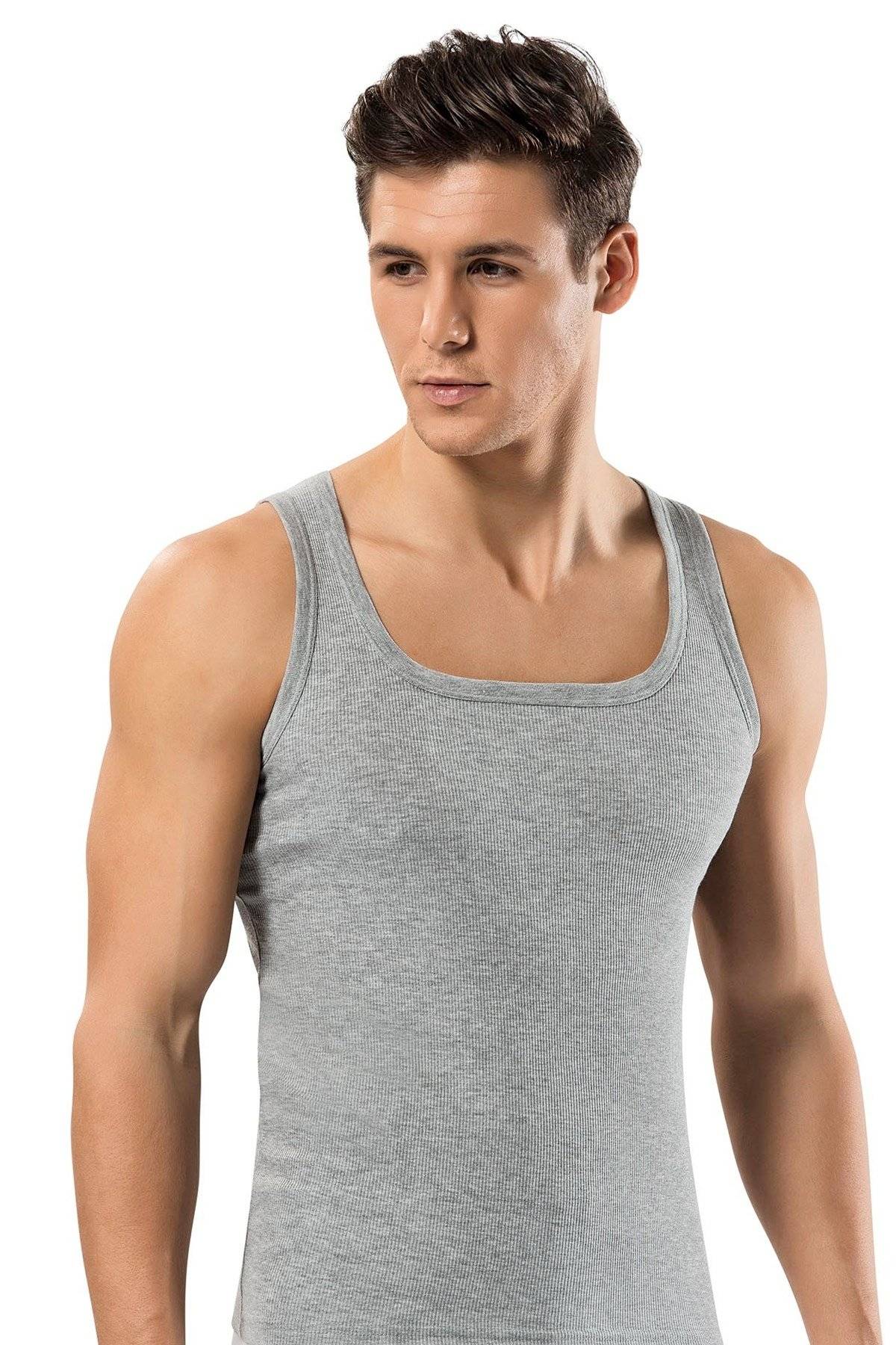 Fitilli Pamuklu Erkek Atlet Erdem 1128 - Gri