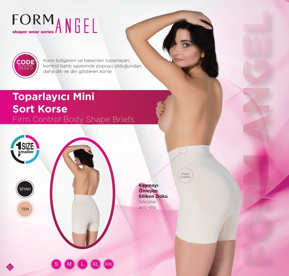 Kademeli Kompresyonlu Toparlayıcı Mini Şort Korse Form Angel 5025 - Ten