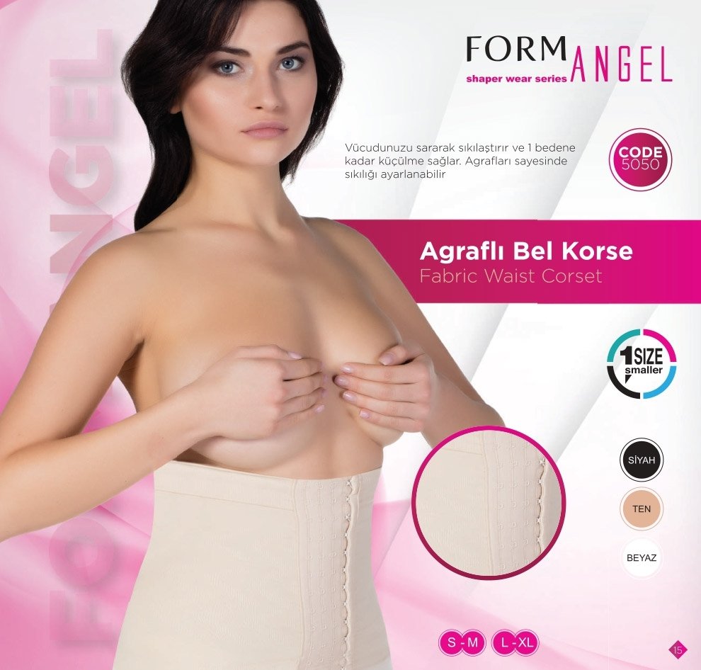 Kademeli Kompresyonlu Ağraflı Bel Korse Form Angel 5050 - Ten