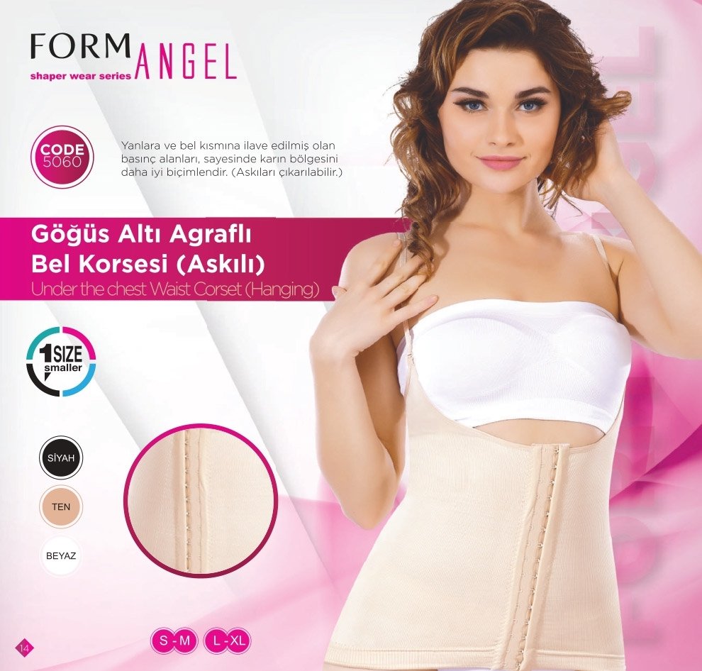 Gögüs Altı Ağraflı Bel Korse Askılı Form Angel 5060 - Ten