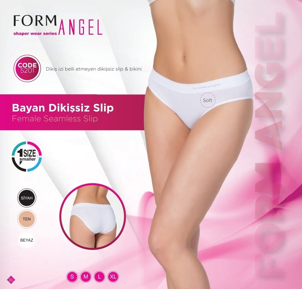 Dikişsiz Pamuklu Slip Külot Form Angel 5201 - Beyaz