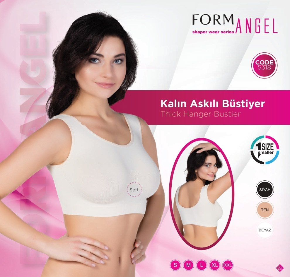 Dantel Detaylı Kalın Askılı Büstiyer Form Angel 5318 - Ten