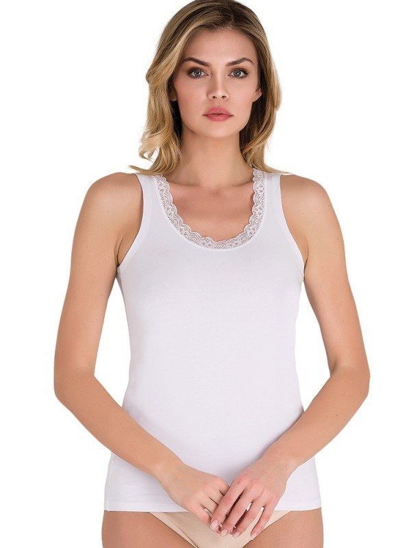 Geniş Askılı Pamuklu Büyük Beden Atlet Kadın Atlet İMER 1249 - Beyaz