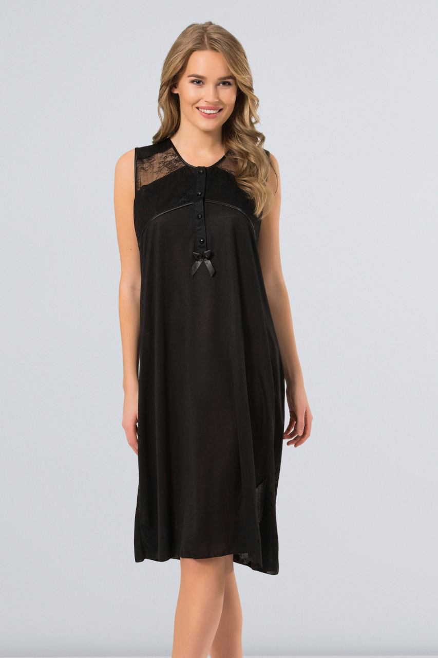 Somon Renkli Kadın Gecelik Türken 3124 - Siyah