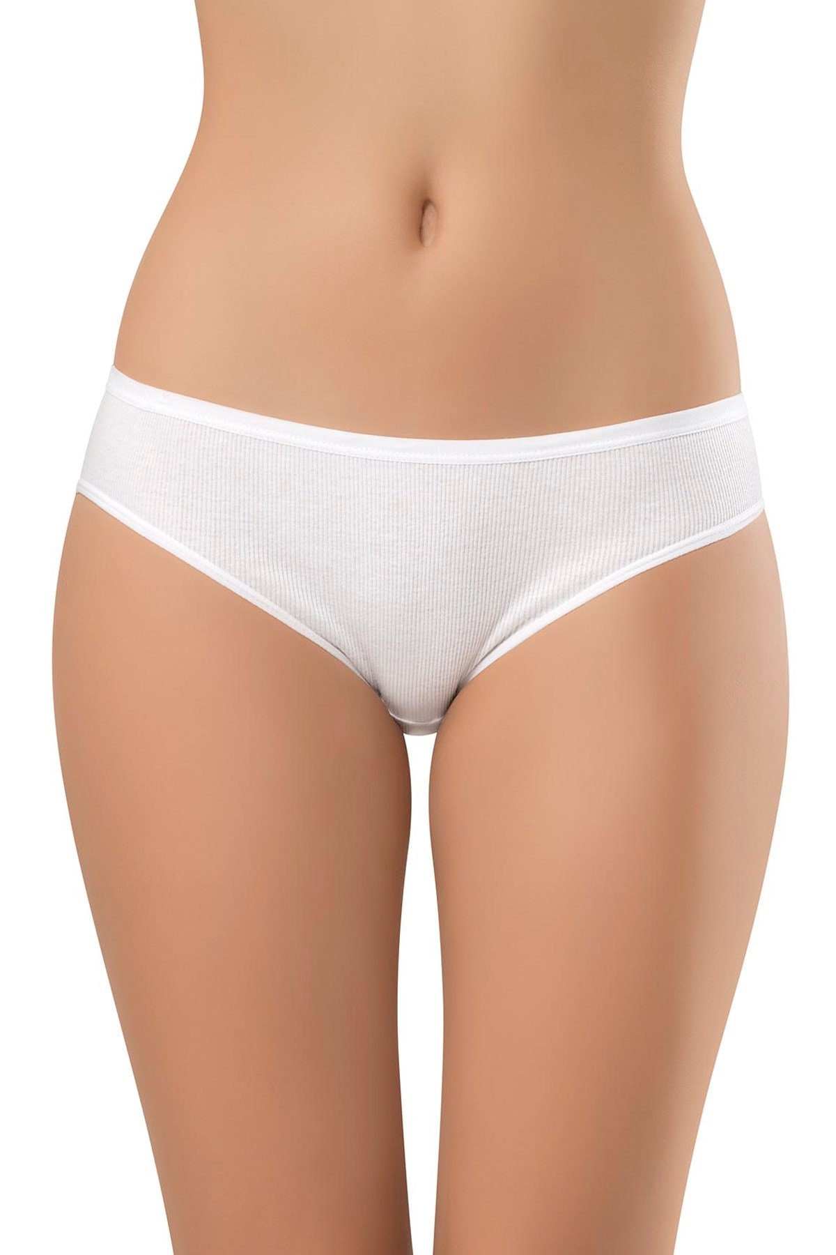 Penye Ağlı Düz Lastikli Bikini Külot Erdem 2504 - Beyaz