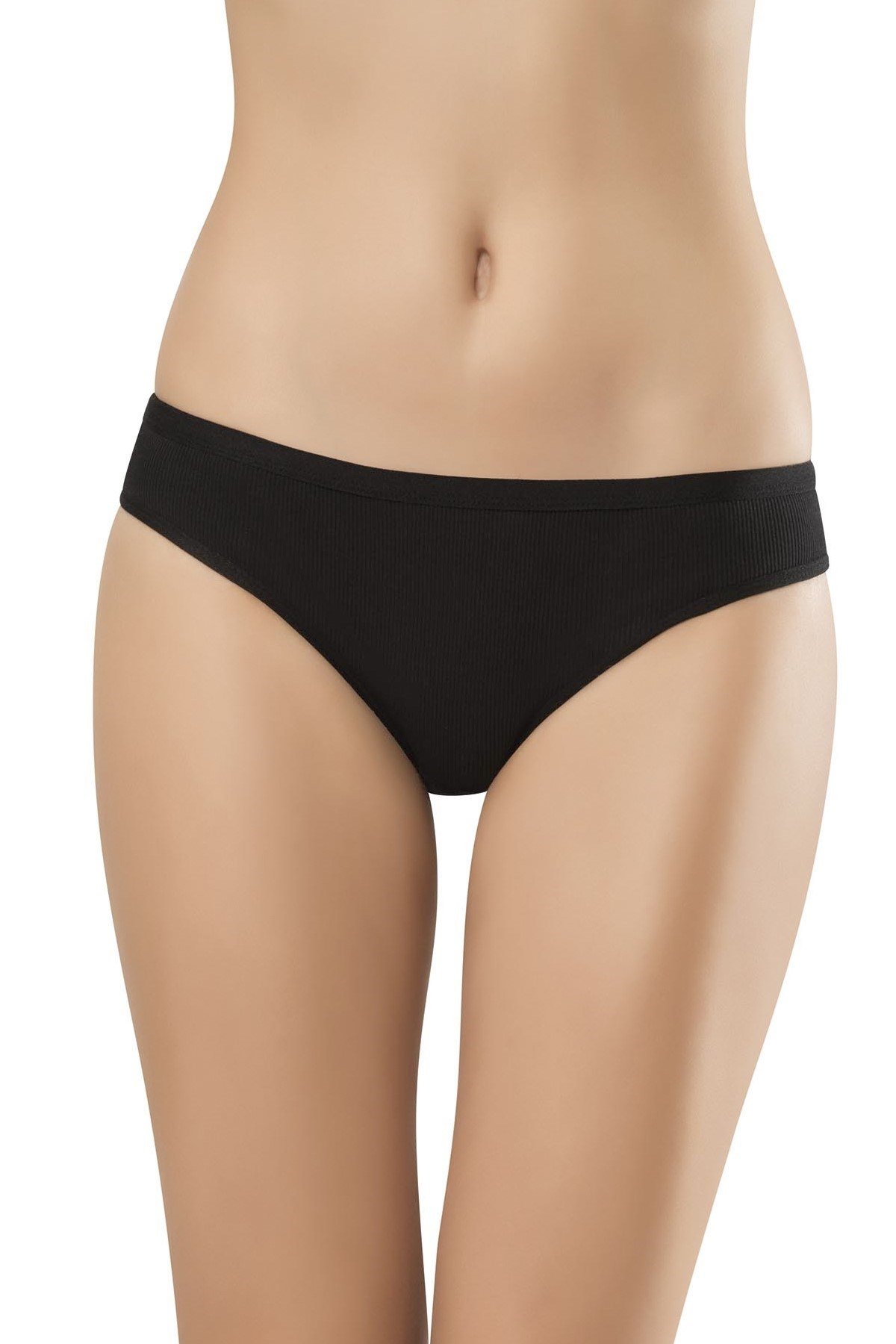 Penye Ağlı Düz Lastikli Bikini Külot Erdem 2504 - Siyah